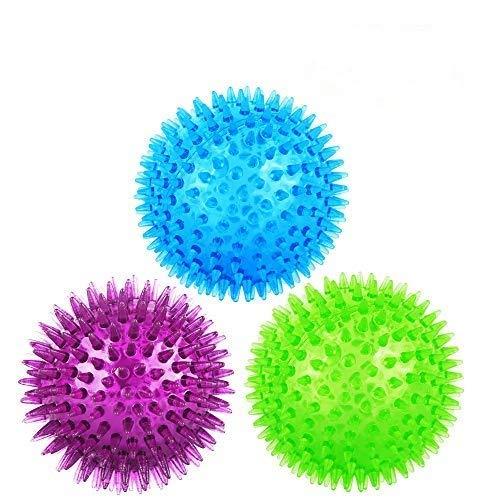 Shiny-Go Squeaker Ball Dog Toy, TPR, Bouncy, Floating, Teeth Cleaning, 8cm Diameter, for Medium and Small Dogs - Random Colour - 3 of pack - PawsPlanet Australia