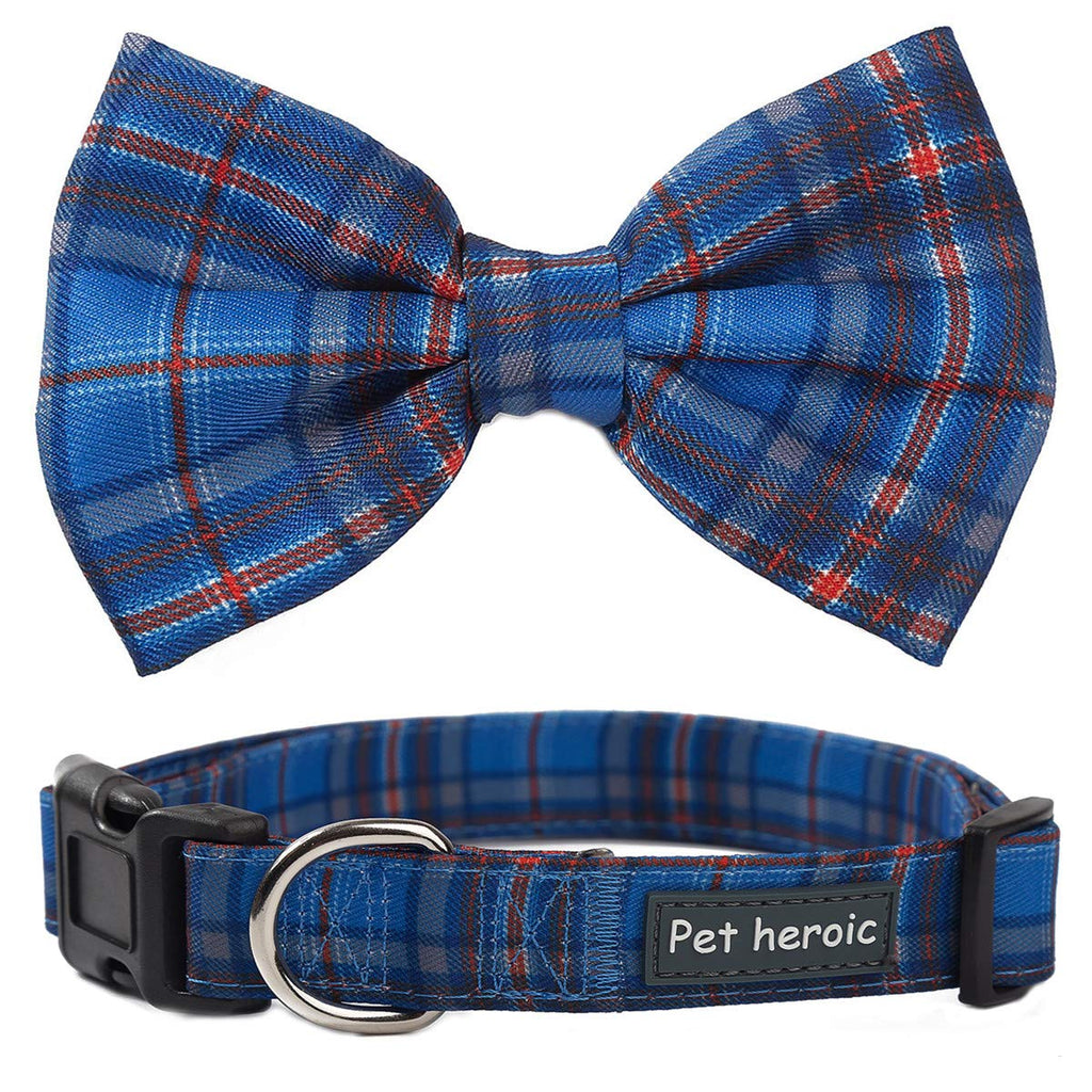 Pet Heroic Pet Dog Cat Collar with Grid Bow tie, Adjustable Plaid Pet Dogs Cats Comfortable Durable Bowtie Collars for Small Medium Large Dogs Cats in 3 Styles S - PawsPlanet Australia