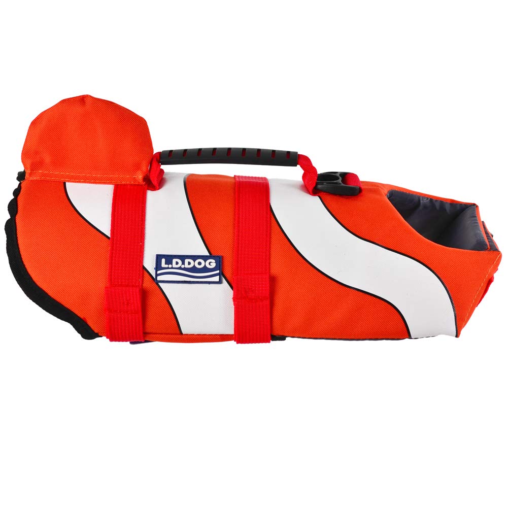 SILD Pet Life Jacket Adjustable Dog Lifesaver Safety Vest Pet Life Preserver Dog Saver Life Vest Dog Lifejacket Vest Dog Swimming Jacket (Clownfish, Large) Clownfish - PawsPlanet Australia