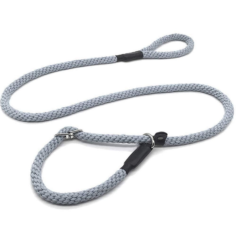 [Australia] - Mycicy Slip Lead Rope Leash for Medium and Large Dogs, 5/8" x 5Ft Soft Cotton Braided Leash, Adjustable No Pull Training Dog Leash 5/8" x 5 Ft Grey 