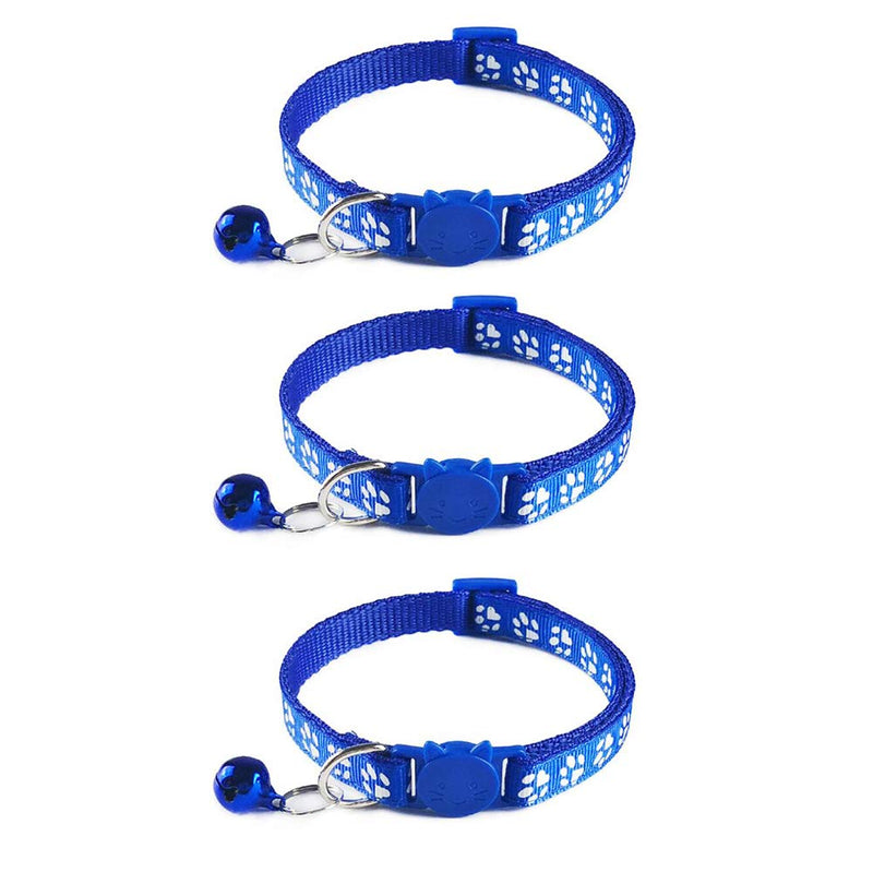 Tafeiya 3x Cat Collars Safety Collar With Quick Release Break Away Buckle and Bell, Adjustable Cute Kitten Collar Suitable for all Domestic Cats (Blue/Blue/Blue) - PawsPlanet Australia