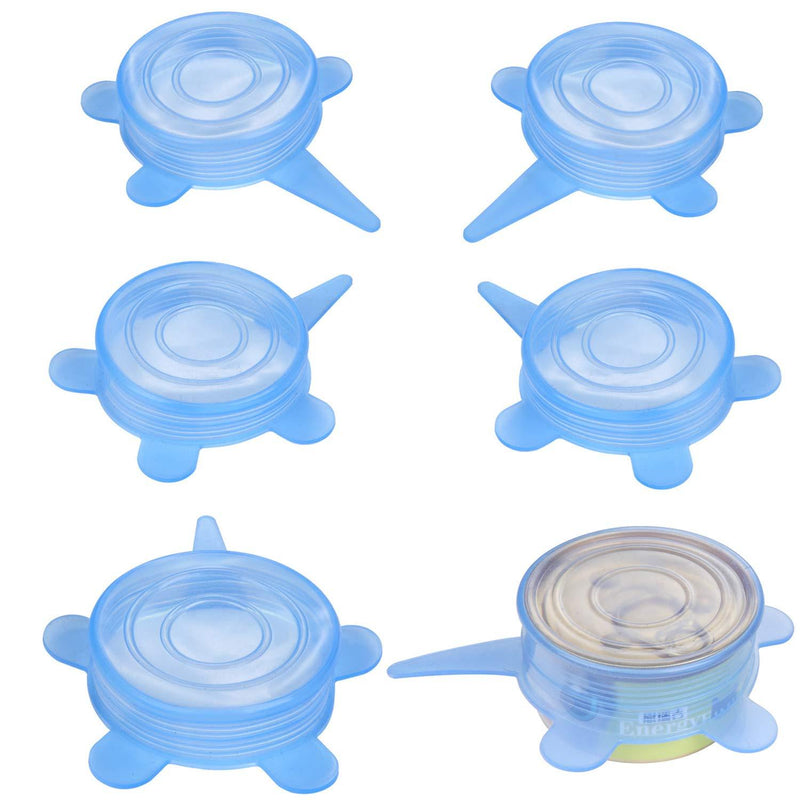 SLSON 6 Pack Pet Food Can Cover 1 Fit All Universal Stretchable Silicone Cat Can Lids for Dogs and Cats Canned Food Covers, Blue - PawsPlanet Australia