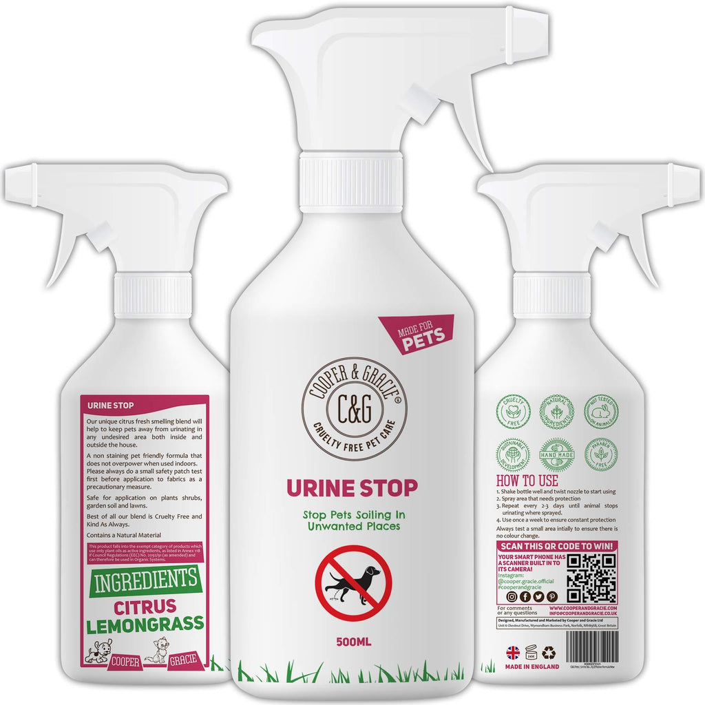C&G Pets Urine Stop Spray for Cat and Dog Repellent | Stop Cats and Dogs Repeat Marking Indoors and Outdoors | 100% Natural Enzyme Urine Destroyer 500 ML 500 ml (Pack of 1) - PawsPlanet Australia
