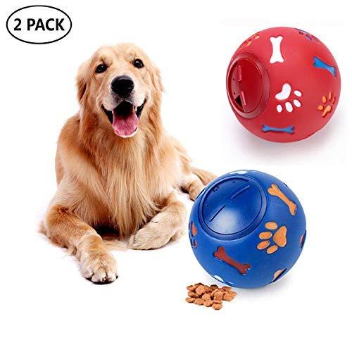 Kismaple Pet Dog Feeder Ball IQ Treat Interactive Dogs Toy, Adjustable Opening Balls Food Dispensing Feeder Toy for Small Medium Large Dogs, 2pcs-Red Blue L L Diameter: 4.33in Red+Blue - PawsPlanet Australia
