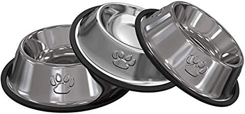 YHmall 3 Piece Cat Bowl Stainless Steel Anti-slip Non-spill Cat Food Bowl, Cat Feeding Bowl, Cat Water Bowl, Multi-purpose Pet Feeding Bowl - PawsPlanet Australia