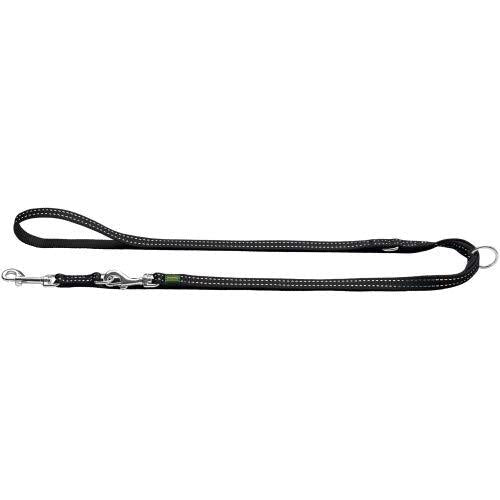 HUNTER Adjustable leash Tripoli 15/200 67123 Nylon black, reflecting Black rainbow One Size - PawsPlanet Australia