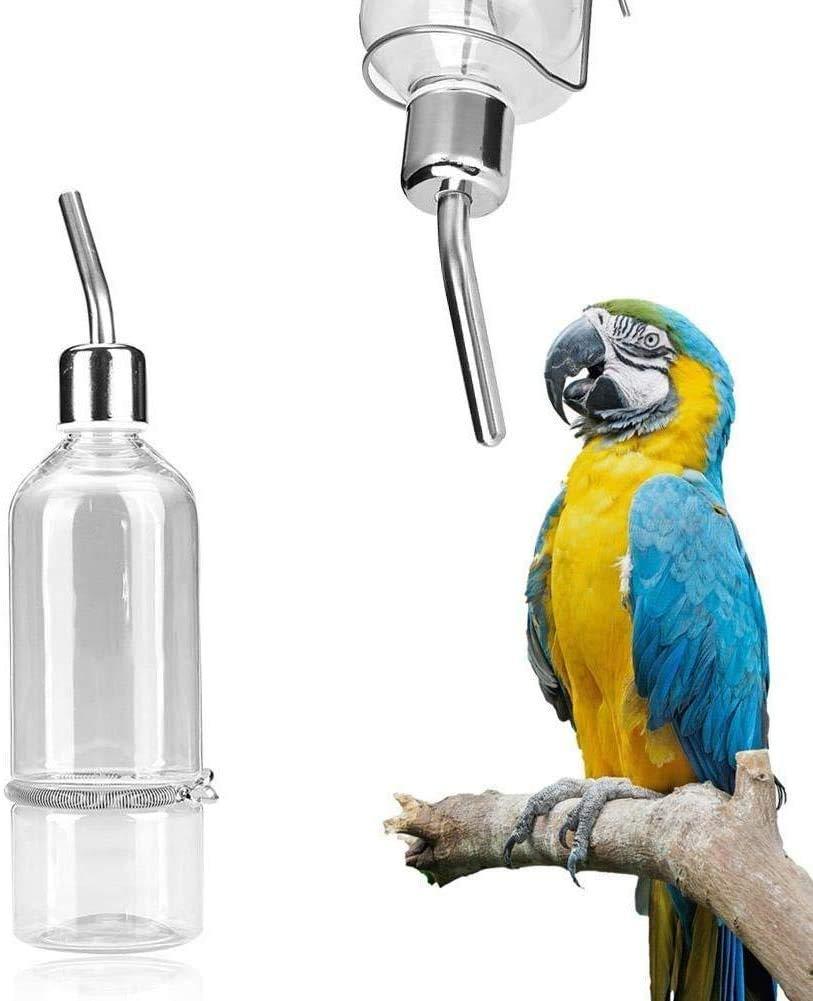 HEEPDD Parrot Water Feeder, 180ml Automatic Stainless Steel Nipple Water Feeding Bottle for Birds Hamster Rabbit Chinchilla Ferret(S) S - PawsPlanet Australia