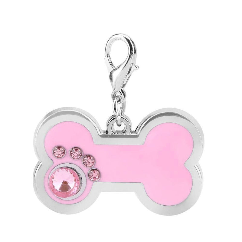 Pet ID Tags, Alloy Personalized Dog Tags Cat Tags Blanks Tags Dog Bone Charm Pet Pendant for DIY Necklace Making (Pink) Pink - PawsPlanet Australia