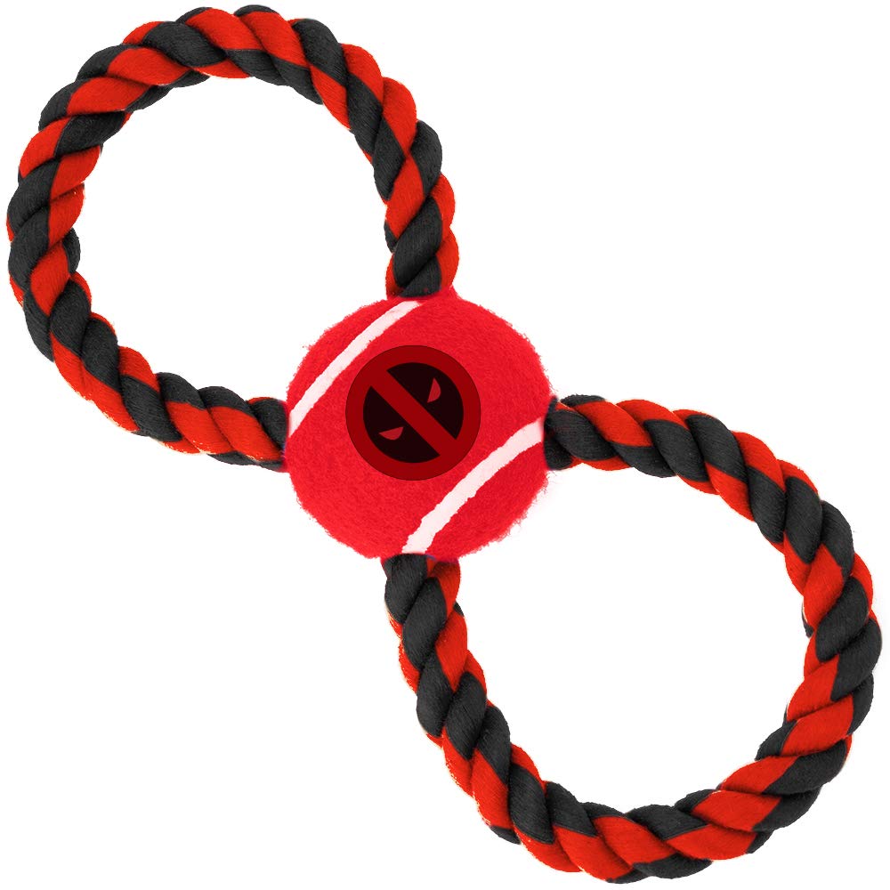 Buckle-Down Pet Rope Toy - Deadpool Logo Red/Black + Red/Black/Gray Rope - PawsPlanet Australia