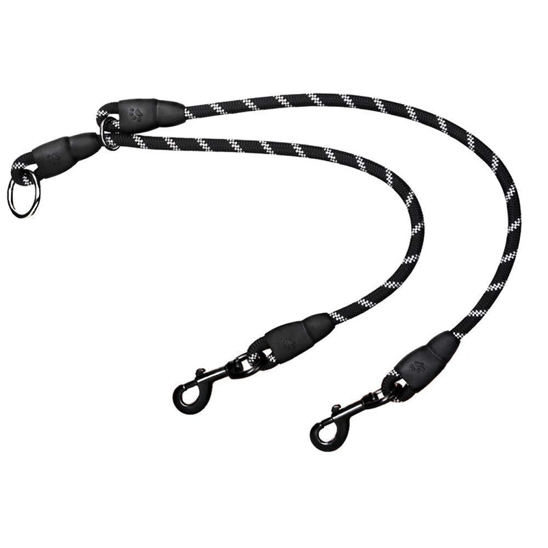 SlowTon Double Leash Dog Leash for 2 Dogs No Tangle Reflective Adjustable Splitter Splitter Adjustable Splinter Leash with Sliding Running Training and 360 ° Swing Hook (Black) black - PawsPlanet Australia