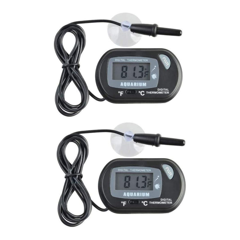 JZK 2 x Small digital aquarium thermometer with suction cups & probe & battery, water temperature gauge meter for marine fish tank, incubator, reptile tank - PawsPlanet Australia