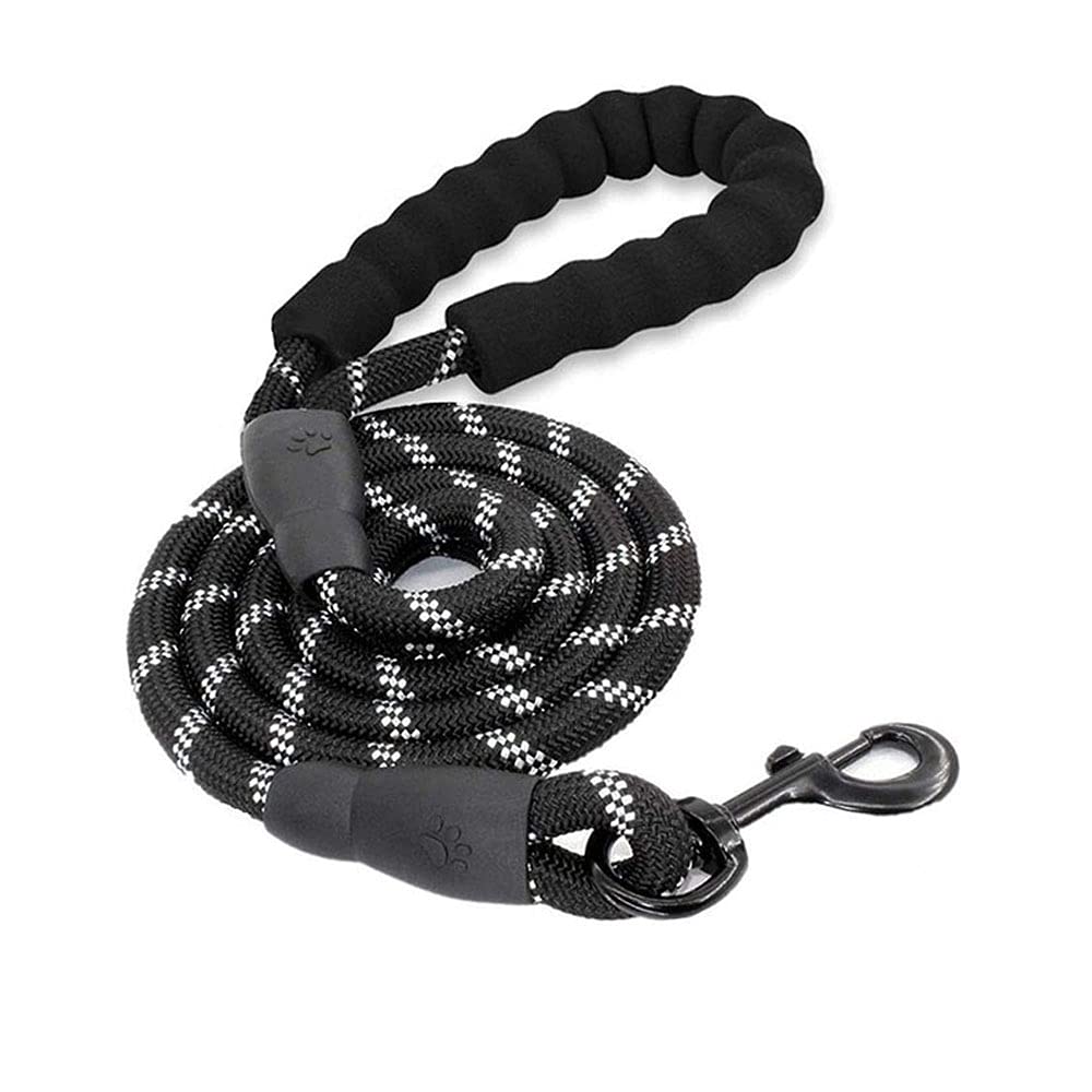 Amasawa Dog Leads, Padded Handle Dog Lead,Rope Dog Lead with Soft Padded Handle and High Reflective Threads,Suitable for Small, Medium and Large Dogs (Black) - PawsPlanet Australia