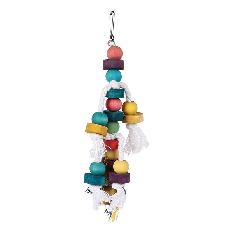 HEEPDD Parrot Chew Toy, Colorful Natural Wooden Hanging Bite Toys with Bell Cage Play Toy Supplies for Macaw African Grey Amazon Cockatoo Budgies Parakeet Cockatiel Lovebird - PawsPlanet Australia