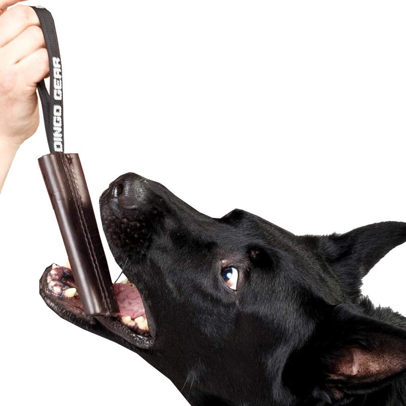 DINGO GEAR Dog Bite Tug Handmade of Brown Grain Leather, Strong Tug for Bite Training K9 IPO Agility and Just Fun S00230 - PawsPlanet Australia
