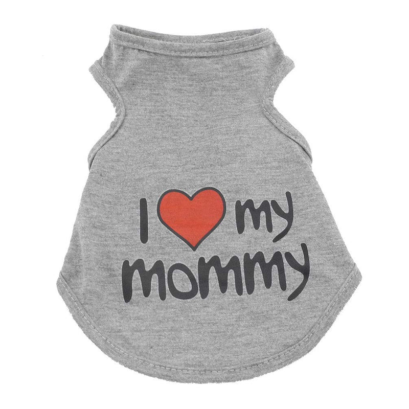 SMALLLEE_LUCKY_STORE I Love My Mommy Daddy Dog T shirt for Small Dogs Summer Tank Vest Puppy Sleeveless Shirt Chihuahua Shih Tzu Clothes,Grey,Small S Grey - PawsPlanet Australia