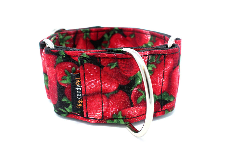 candyPet Martingale Dog Collar - Strawberries Model - Multicolor - L - PawsPlanet Australia