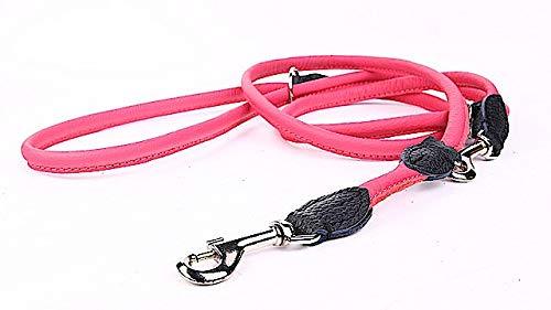 Capadi K0824 Round Adjustable Dog Lead, Strong Nylon Covered with Soft Leather, Pink, Width 12 mm, Length 220 cm - PawsPlanet Australia