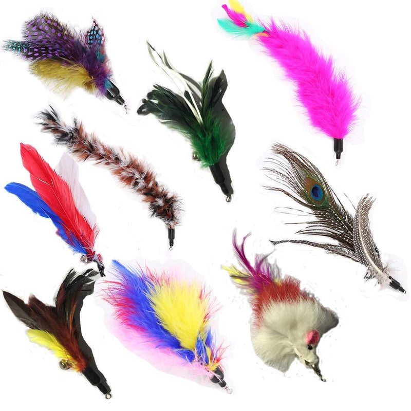 9Pcs Cat Feature Toys Feather Refill Cat Teaser Feather Toys Feather Spinning Attachment Feather Replacement Cat Catcher Toy Retractable Cat Wand Toys - PawsPlanet Australia