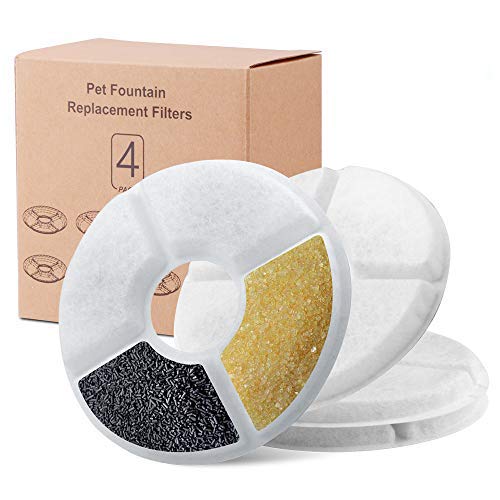 4 Packs Filters for Cat Water Fountains, Pet Fountain Replacement Filters with Resin and Active Carbon for Automatic Flower Water Dispenser Drinking Fountain Replacement Filters 4 Pack - PawsPlanet Australia
