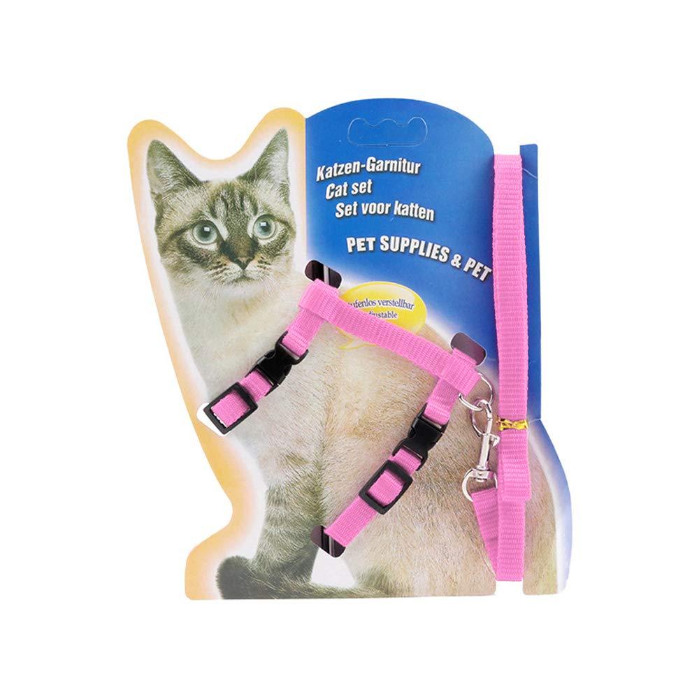 Icecode Cat Harness Kitten Lead Nylon Strap Belt Leash Adjustable Set of Kitten strap (Pink) Pink - PawsPlanet Australia