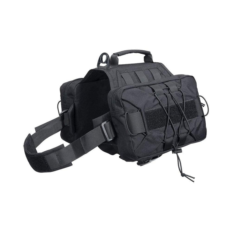 EXCELLENT ELITE SPANKER Tactical Military Dog Saddle Bag Harness Saddlebag Backpack for Medium Large Dogs(Black) Black - PawsPlanet Australia