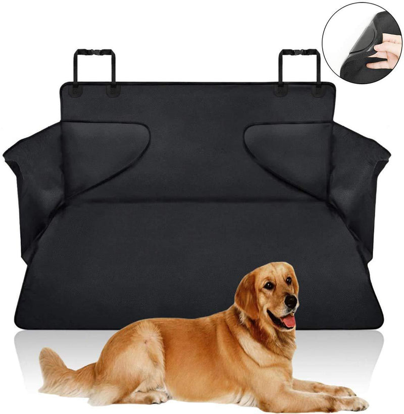 Bogeer Car Boot Liners Protector, Waterproof Car Boot Cover Mat for Dogs and Pets with Bumper Flap and Pocket, Non Slip Solid Dog Cover with Side Protection fits Cars 4x4 Trucks SUV Vans 185×105×36cm - PawsPlanet Australia