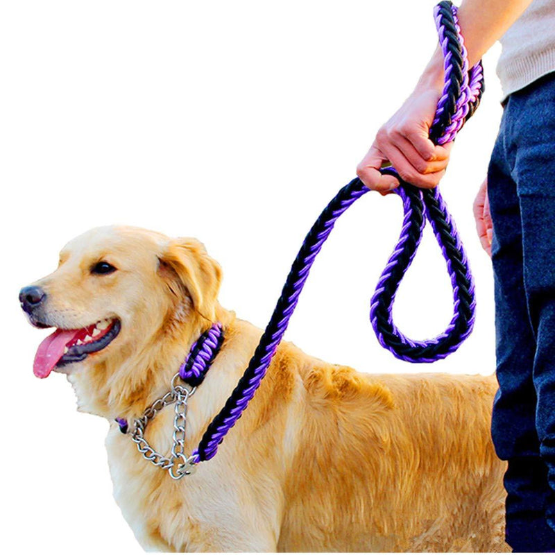VICTORIE Dog Leash Rope Lead Chain Traction Strong Heavy Duty for Small Medium Large Dogs Training Walking Running Play Camping Backyard purple+black S(1.2cm*120cm - PawsPlanet Australia