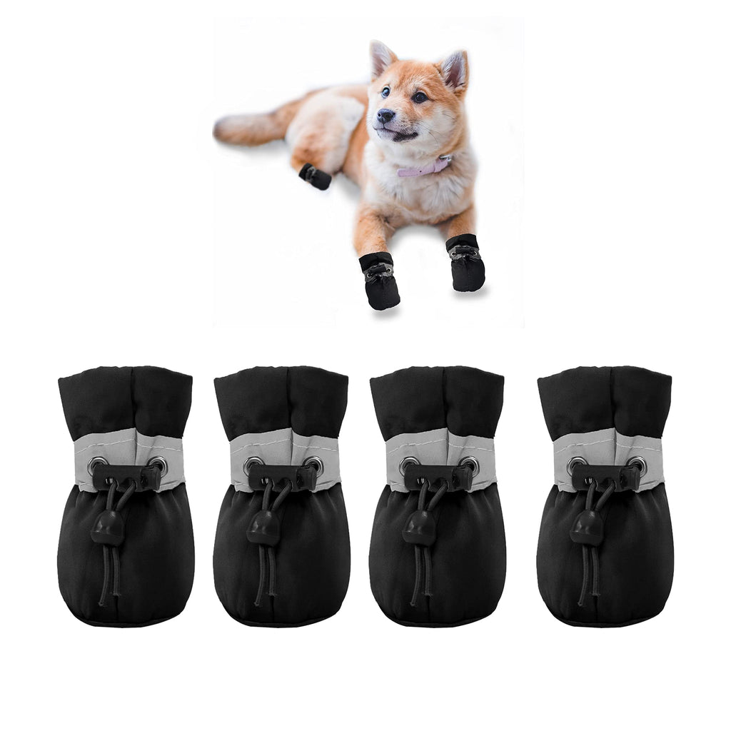 YAODHAOD Dog Shoes，Anti Slip Dog Boots Paw Protector, These Comfortable Soft Soled Dog Shoes are with Reflective Straps, for Small Dog (2, black) 2 - PawsPlanet Australia