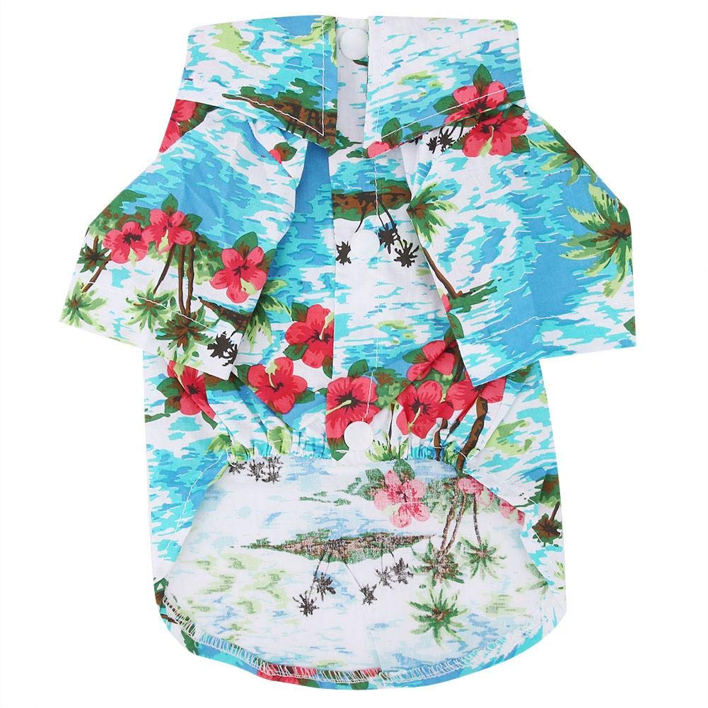 Pet Hawaiian Shirt Fashionable Breathable Dog Summer T-Shirt Comfortable Seaside Resort Style Pet Clothes Puppy Clothing for Small to Medium Dogs Cats(L) L - PawsPlanet Australia