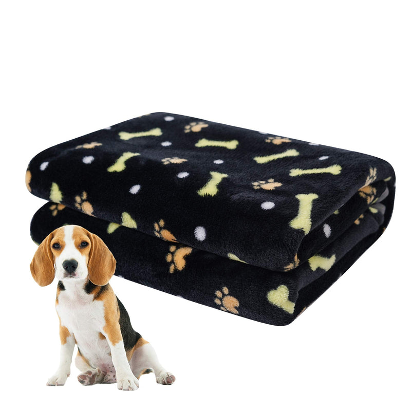 softan Dog Blanket, Fluffy Pet Blanket for Small Medium Large Dog, Washable Puppy Blanket, Soft and Warm Flannel Fleece Cat Blanket, 23"×31", Black 31"x23" Black Dog - PawsPlanet Australia