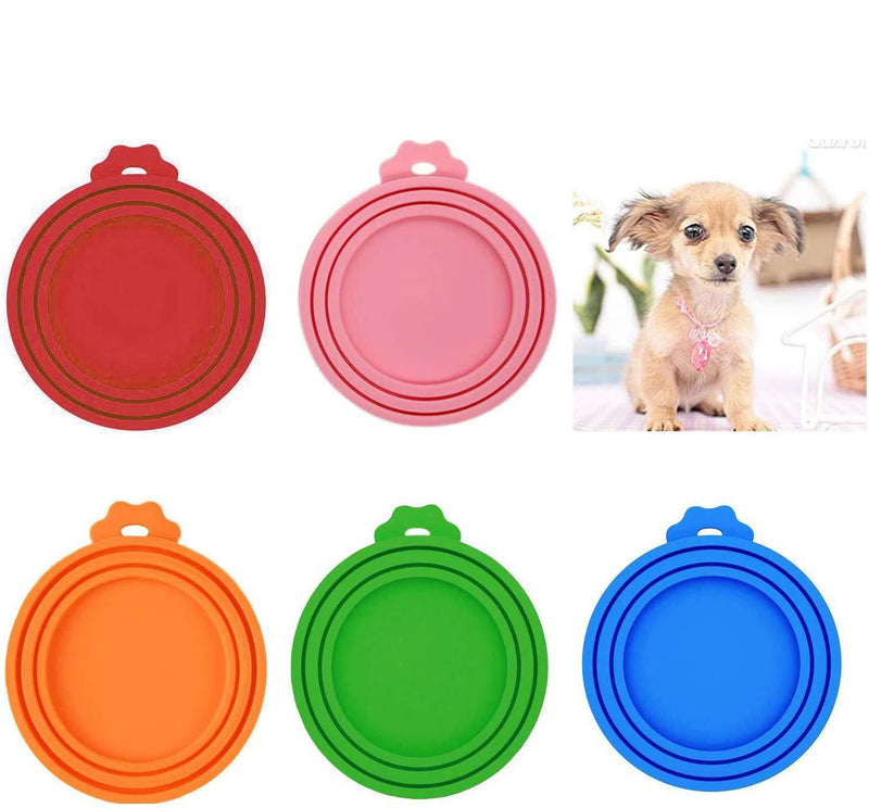 LABOTA 5 Pack Can Covers Universal Silicone Can Lids for Pet Food Cans, FDA Certified Food Grade Silicone & BPA Free (One fit 3 Standard Size Food Cans) - PawsPlanet Australia