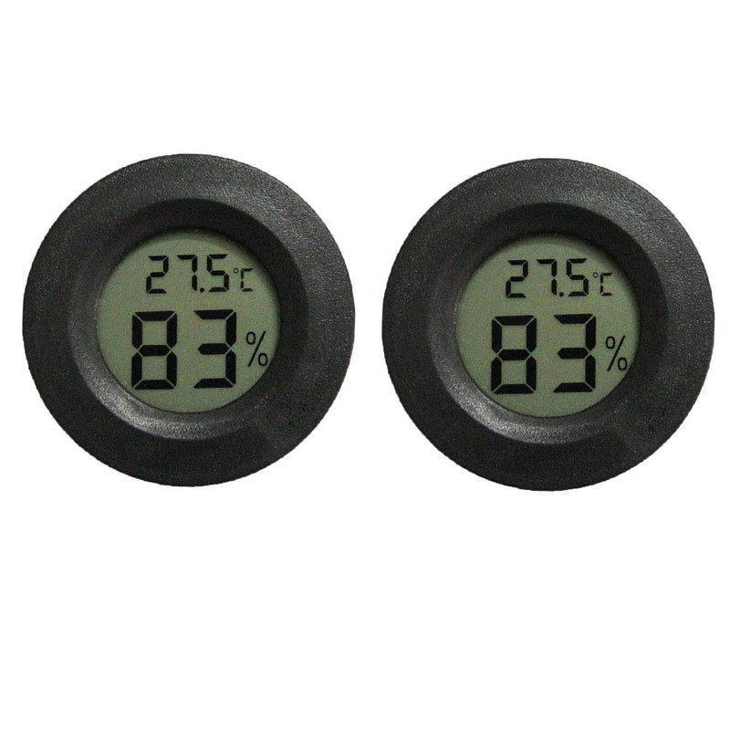 INRIGOROUS Reptile Thermometer, Pack of 2 digital hygrometer thermometer Gauge Terrarium Hygrometer Lizard Spider Tortoise Tank Switchable Celsius Fahrenheit (Black) Black - PawsPlanet Australia