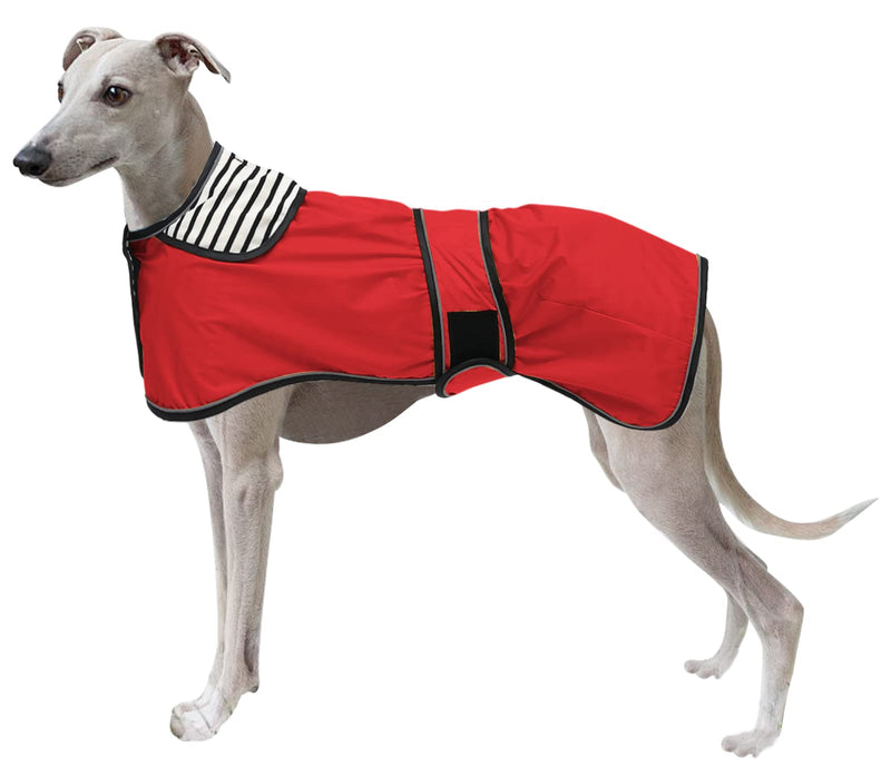 Morezi Dog Raincoat with Reflective Bar, Rain/Water Resistant, Adjustable Vest - Stylish Premium Dog Raincoats for Greyhounds, Lurchers and Whippets - Red - S Small (Length: 51CM) - PawsPlanet Australia