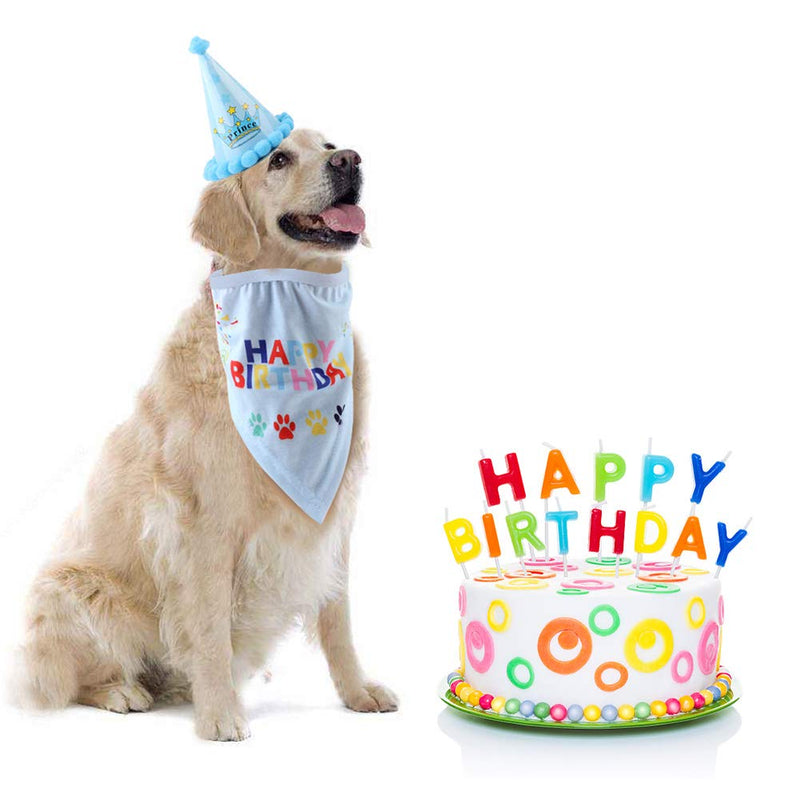 Minishark Dog Birthday Bandana Scarfs with Cute Doggie Party Hat (Blue) Blue - PawsPlanet Australia