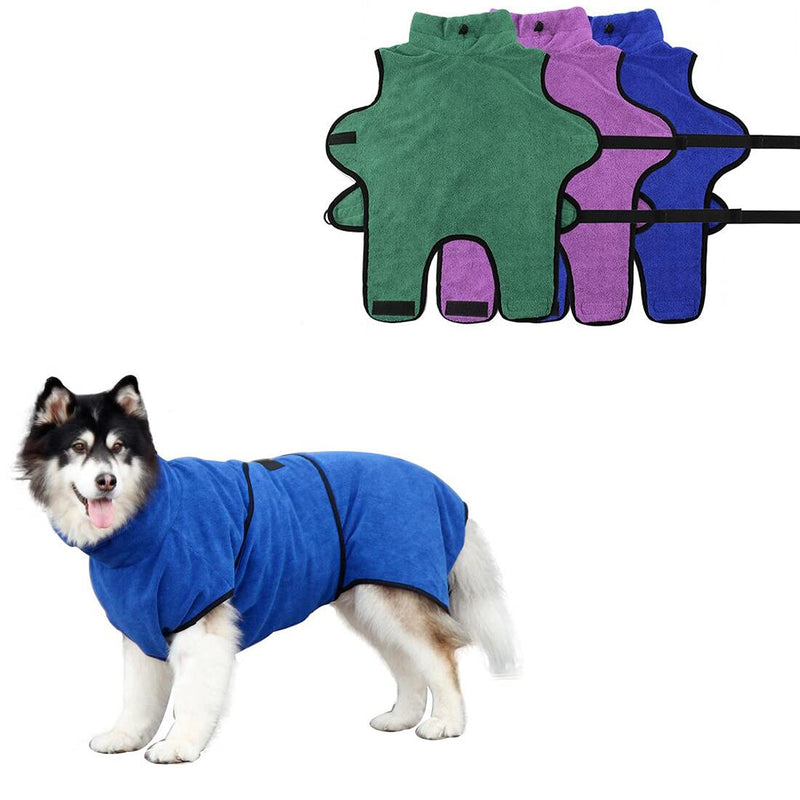 Kismaple Pet Cats Dog Bathrobe Towel Adjustable Soft Fast Drying Super Absorbent with Waist Belt Coat Robe for Puppy Small Medium Large X-Large Dogs (S, Blue) S - PawsPlanet Australia