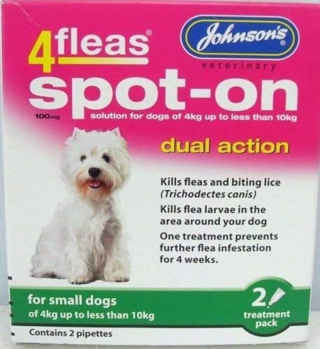 JOHNSON'S 4 Fleas Spot On Dog Dual Action Kills Fleas Flea Larvae Biting Lice (Small Dogs 4kg - 10kg) Small Dogs 4kg - 10kg - PawsPlanet Australia