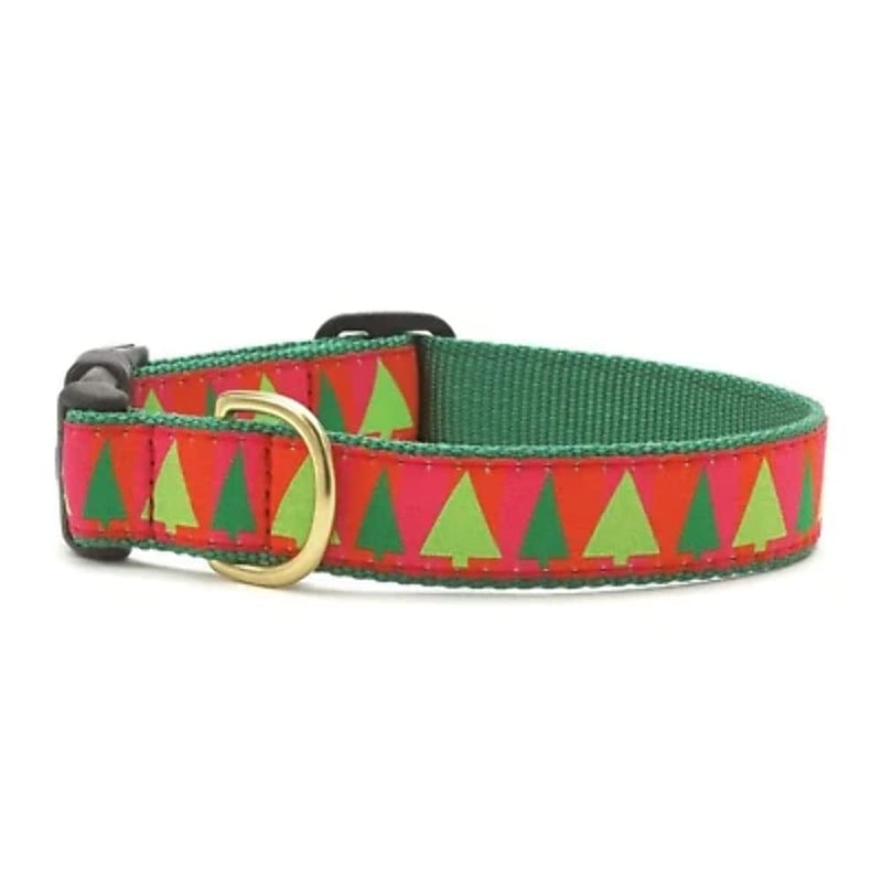 Up Country Festive Christmas Trees Dog Collar XL Red/Grã1Ñ4n - PawsPlanet Australia