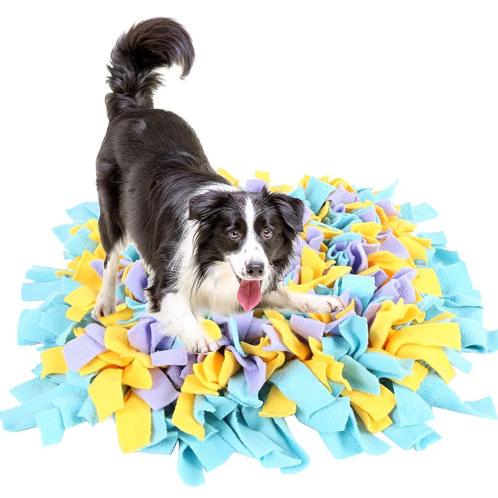 Keyohome Dandelionsky Dog Snuffle Mat Training Toy, Woven Feeding Mat for Dog Encourages Natural Foraging Skills Pet Nose Work Smell Snuffle Mat Funny Foldable Blanket for Puppy Dog 45 x 45cm Colorful - PawsPlanet Australia