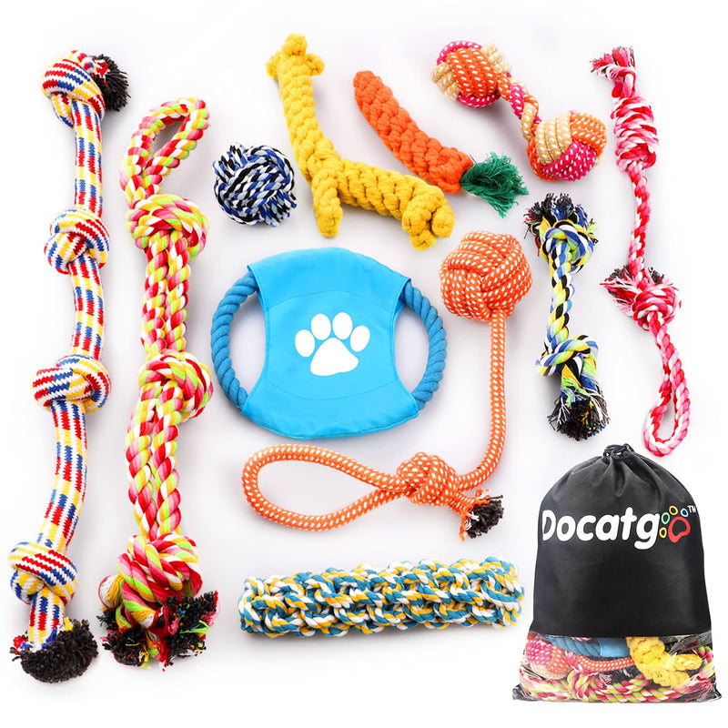 Docatgo Dog & Puppy Chew Toys Sets,Rope Chew Toy for Avoiding Dogs Boredom Anxiety,11pcs Birthday Present to Small,Medium or Large Dogs,Help for Pet Teething or Training,Tough and Naturally non-toxic - PawsPlanet Australia