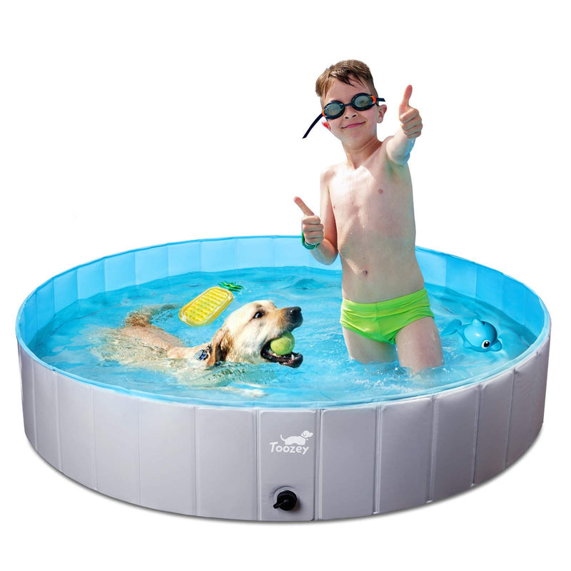 Toozey Foldable Dog Pool Dog Paddling Pool - 80cm/120cm/160cm Foldable Dog Swimming Pool, 100% Safe and Non-Toxic Pet Pool -Dog Pool for Kids and Small to Large Dogs S - 80 x 20 cm - PawsPlanet Australia