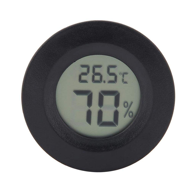 Pssopp Reptile Thermometer Hygrometer Round Shape Digital Temperature Humidity Gauge Meter for Reptile Incubator Aquarium Poultry Office Living Room (Black) Black - PawsPlanet Australia