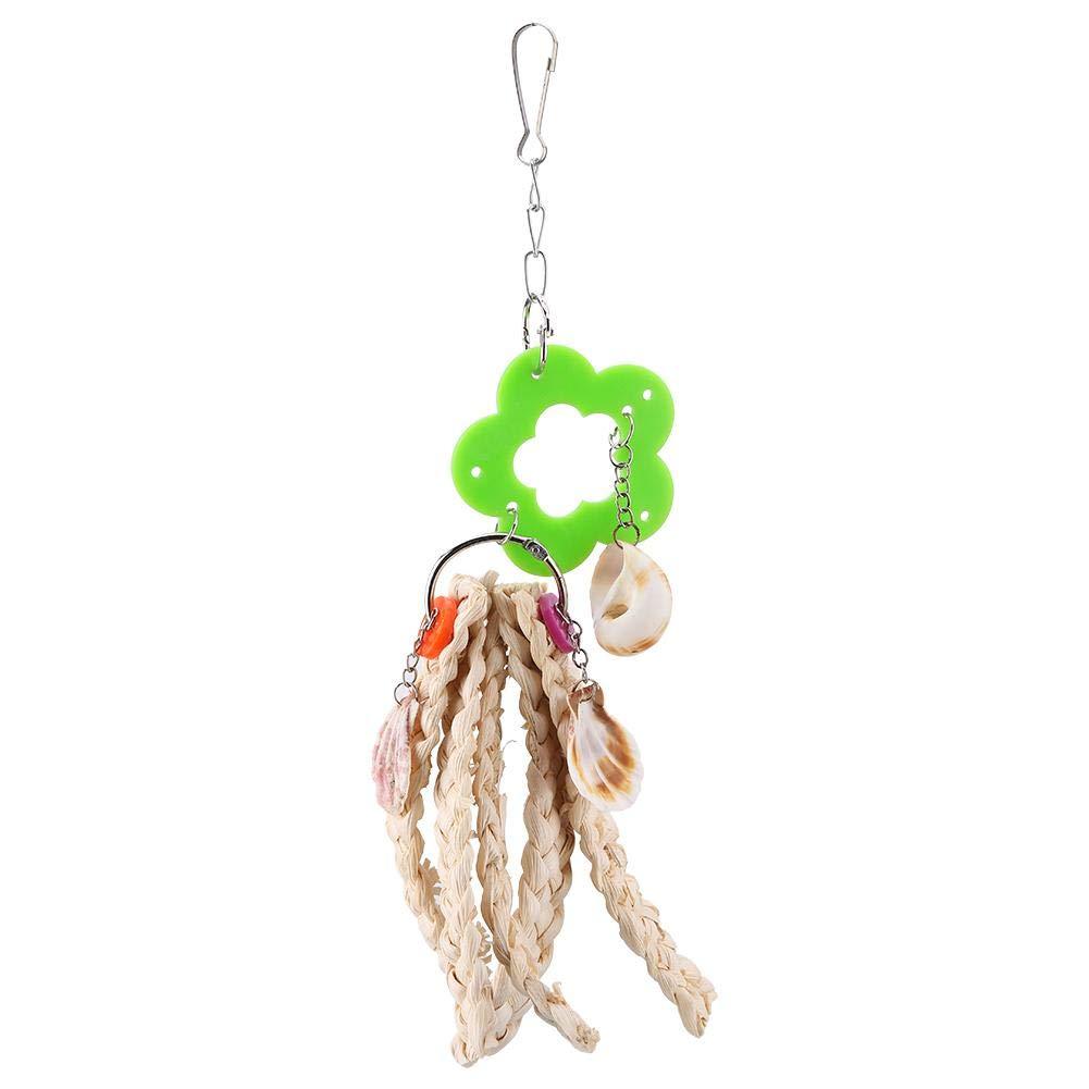 HEEPDD Natural Corn Husk Bird Chew Toy, Parrot Swing Hanging Chewing Bite Grinding Toys with Shell and Green Flower for Pet Budgie Parakeet Cockatoo Dove Canary Finch - PawsPlanet Australia