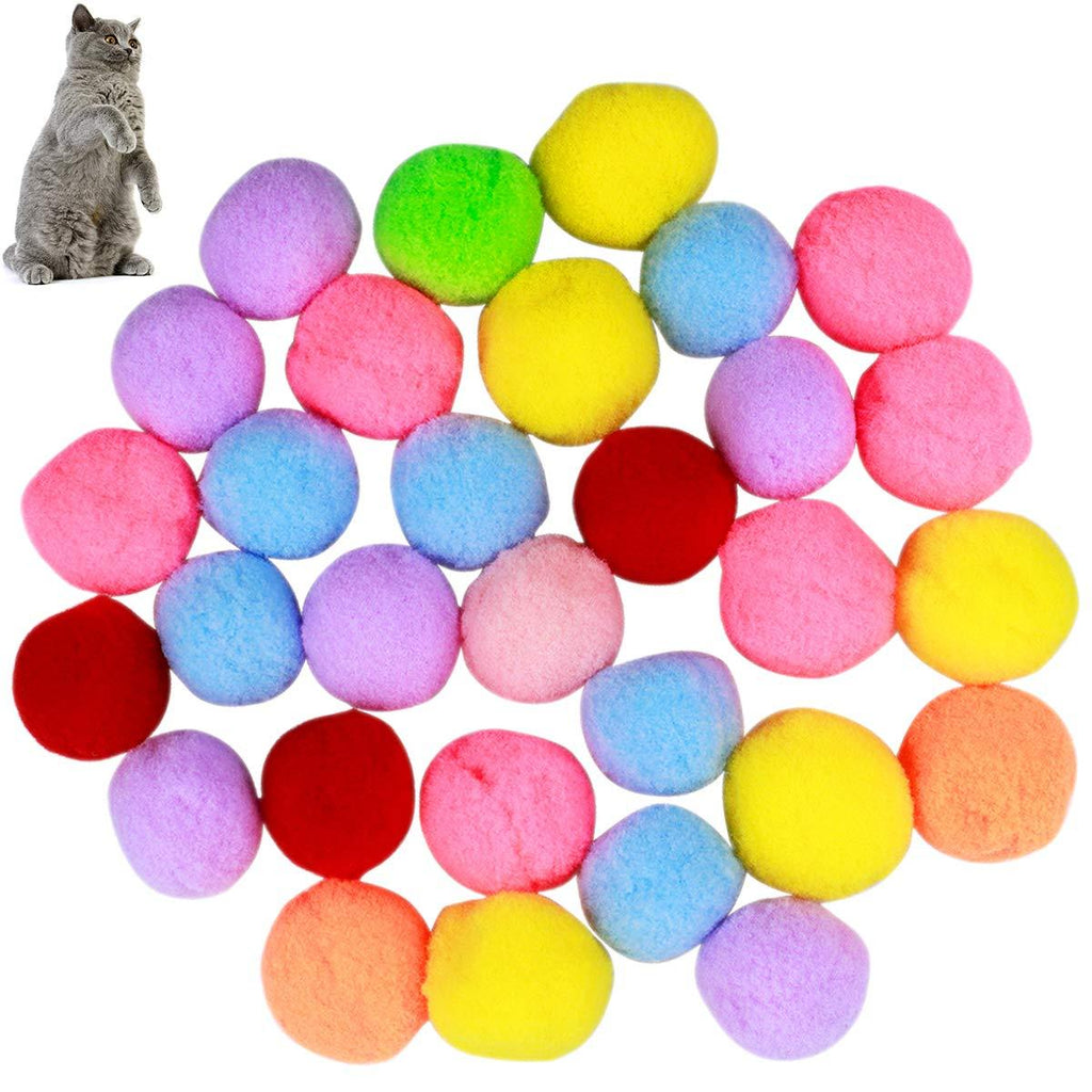 Natuce 30PCS Cats Toys Balls 3CM, Cat Elastic Ball, Pompoms Ball, Colorful Kitten Toy, Pet Toy, Plush Scratching Balls, Pet Chew Toys Ball, Toy Interactive for Cat, Pet Supplies for Kittens Dog - PawsPlanet Australia