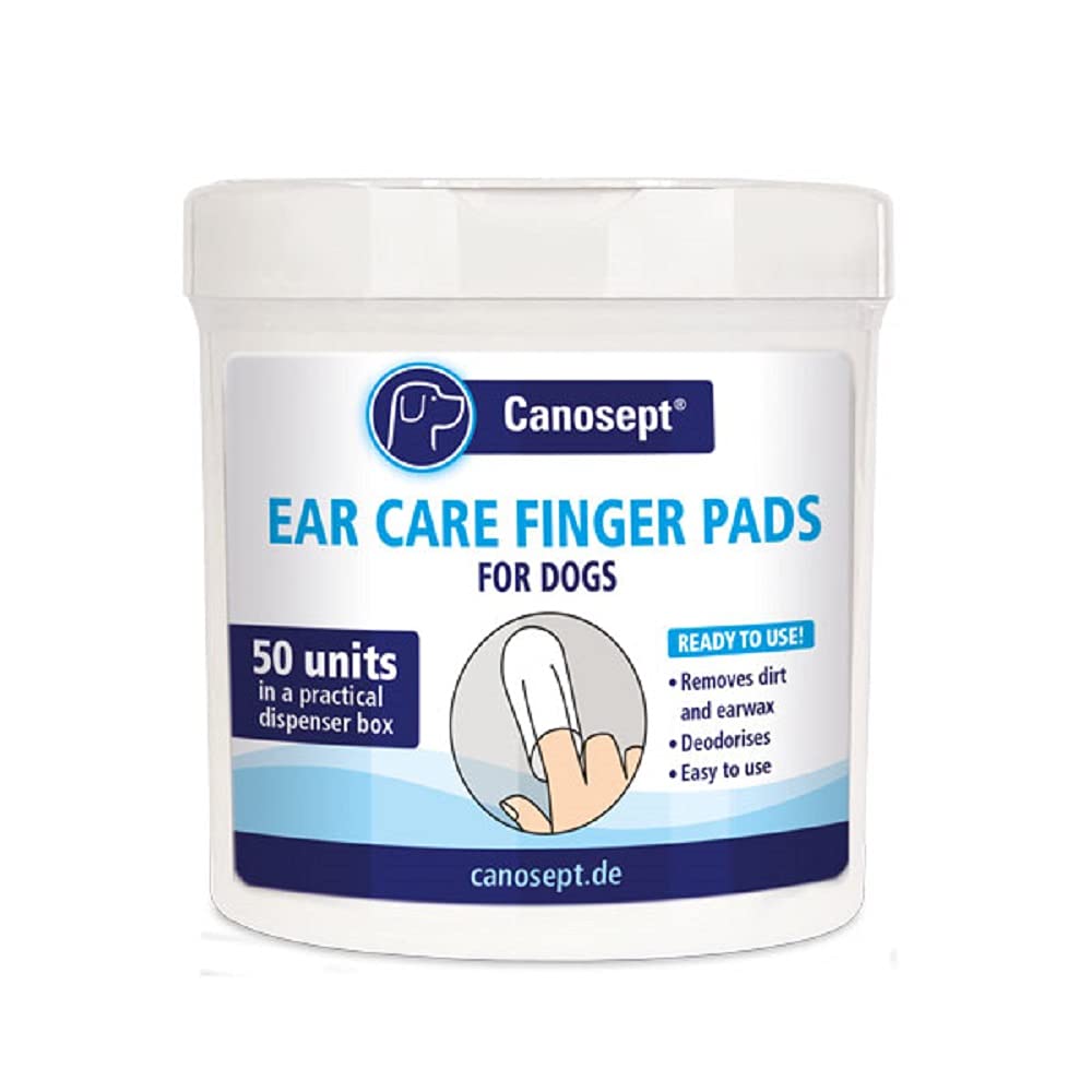 Canosept Dog Ear Wipes 50 Pads - Clean ear Finger Pads for Dogs - Good Care and hygiene of the dogs ears - Dirt and ear wax remover - With deodorizing effect - PawsPlanet Australia