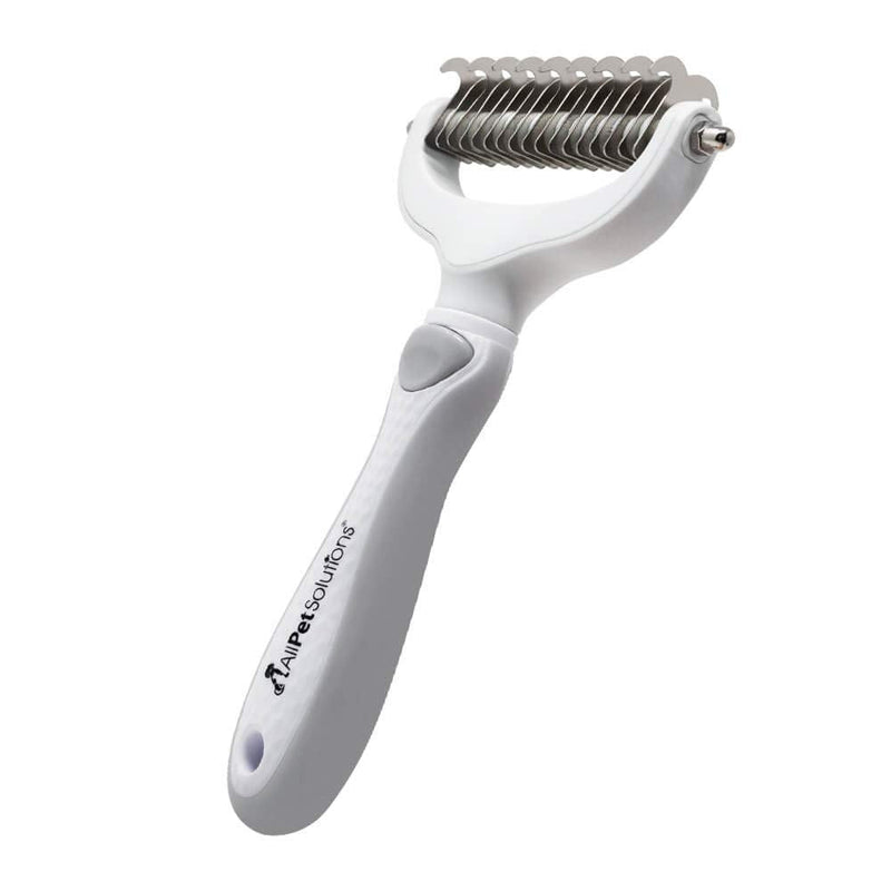 AllPetSolutions Dematting Comb Rake for Dogs and Cats - Double Sided Professional Grooming Tool - Remove Mats and Tangles Safely With Rounded End Blades - PawsPlanet Australia