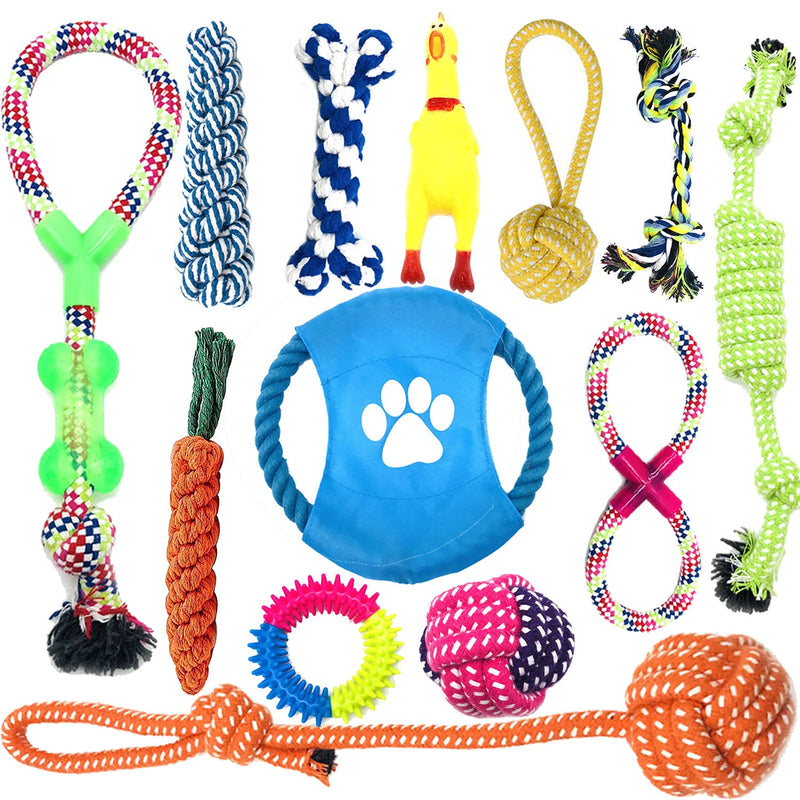 Anwin Dog Rope Toys 13 Pack Puppy Dog Chew Toys Teething Training Interactive Chewing Bone Toys for aggressive chewers-set Gift Set for Boredom Small and Medium Dogs 13 Packs - PawsPlanet Australia
