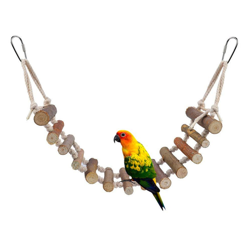 Parrot Ladder, 24in Large Natural Rope Ladder Bird Toy Flexible Wooden Bridge Swing Ladder for African Grey Cockatoo Budgie Parakeet Cockatiel Conure Hamsters - PawsPlanet Australia