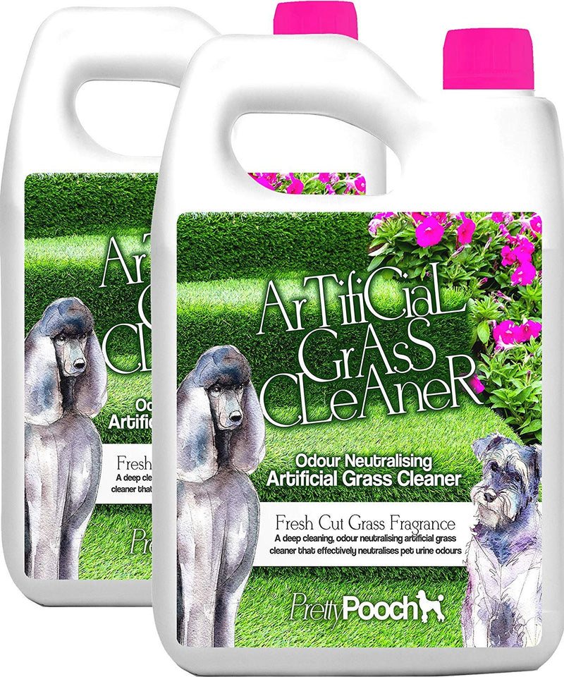 Pretty Pooch Artificial Grass Cleaner for Dogs (Fresh Cut Grass, 2 x 5 Litres) - Destroys Urine Odours & Deeply Cleans All Artificial Grass - Makes 30 Litres - Fresh Cut Grass Fragrance - PawsPlanet Australia