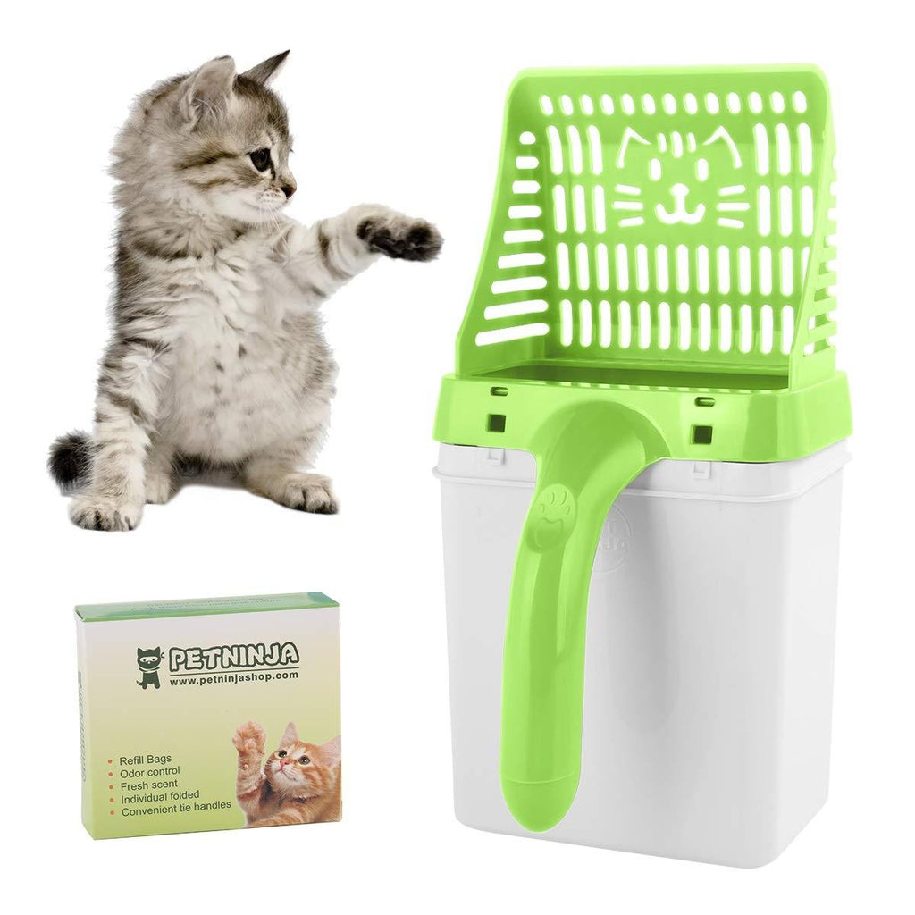 Eurobuy Cat Litter Scoop, Cat Litter Shovel & Litter Trash Can 2-In-1, Non-Stick Cat Litter Sifter, Useful Pet Cleaning Tool with Extra Waste Bags, Sand Cleaning For Cat Litter Green - PawsPlanet Australia