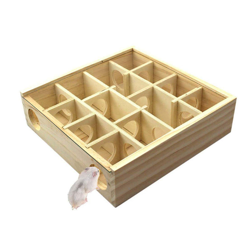 QMYS Hypeety Wooden Maze Tunnel Glass Cover Small Pet Animal Activity Sport Hamster Play Toy Rat Mouse - PawsPlanet Australia